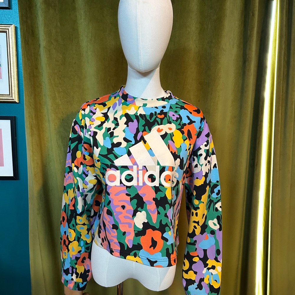 Adidas Originals Colorful Camo Crewneck Sweatshirt XL Streetwear Y2K Gorpcore - Picture 2 of 11